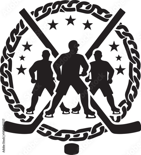 Canvas Print American Ice Hockey Team Silhouette Emblem | Winged Sports Crest Design