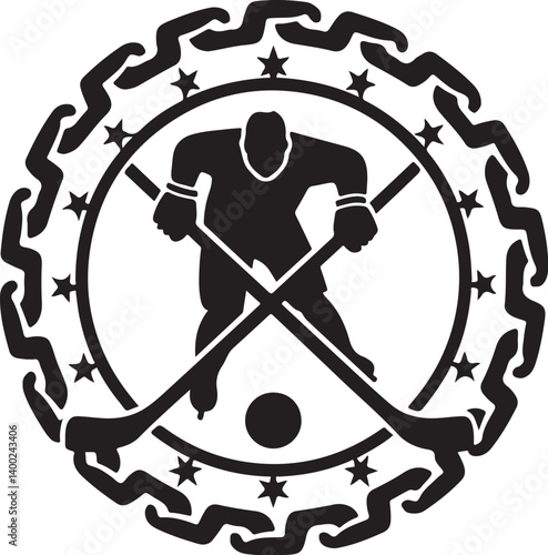 Photography American Ice Hockey Team Silhouette Emblem | Winged Sports Crest Design