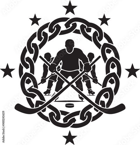 Photography American Ice Hockey Team Silhouette Emblem | Winged Sports Crest Design