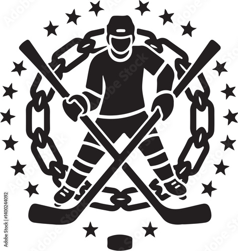 Photography American Ice Hockey Team Silhouette Emblem | Winged Sports Crest Design