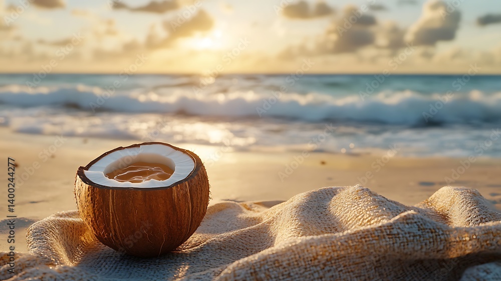Tropical Refreshment: Fresh Coconut Water Drink Served in a Coconut Shell Tropical Refreshment: Fresh Coconut Water Drink Served in a Coconut Shell