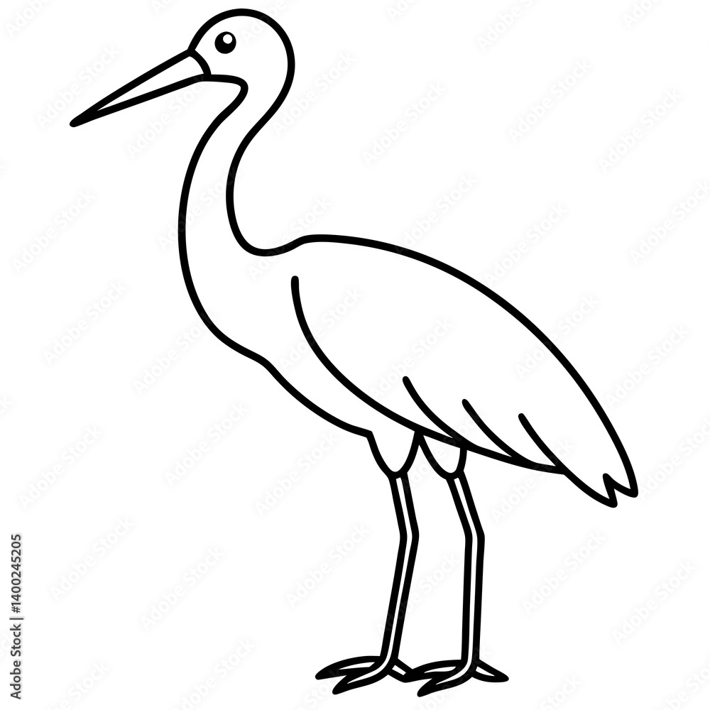 Obraz premium Clean Stork Line Drawing Vector