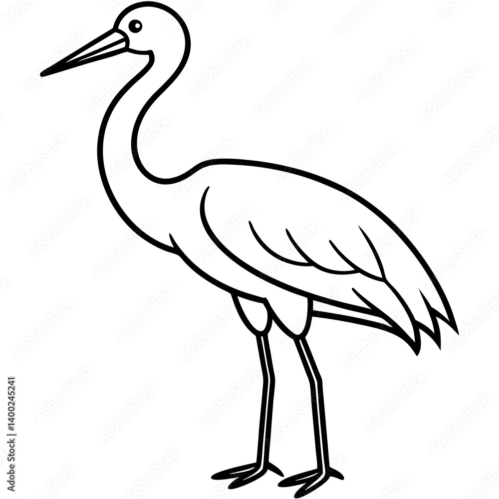 Obraz premium Clean Stork Line Drawing Vector