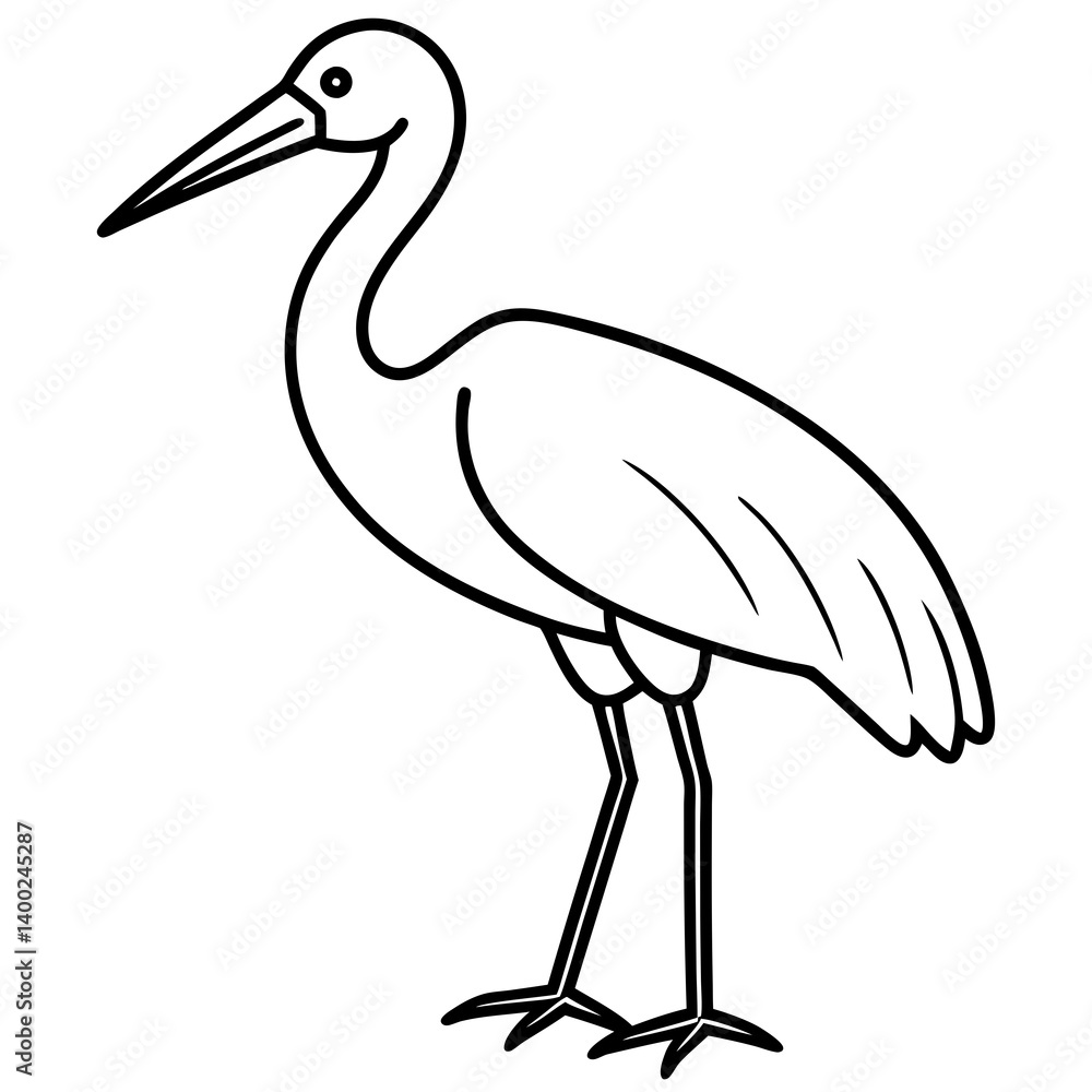 Obraz premium Clean Stork Line Drawing Vector