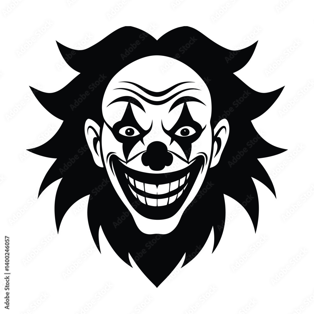 Fototapeta premium creepy clown face vector art silhouette