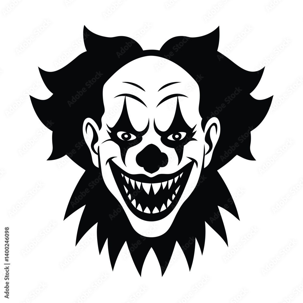 Fototapeta premium creepy clown face vector art silhouette