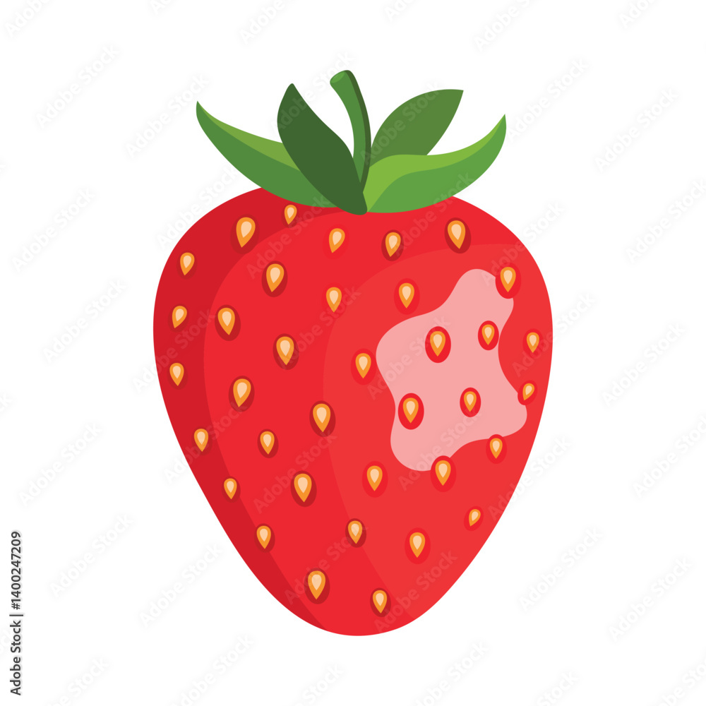 Fresh sweet strawberries. Whole Red berries. Hand drawn summer strawberry trendy flat style isolated for design. Vector illustration on white background Fresh sweet strawberries. Whole Red berries. Hand drawn summer strawberry trendy flat style isolated for design. Vector illustration on white background