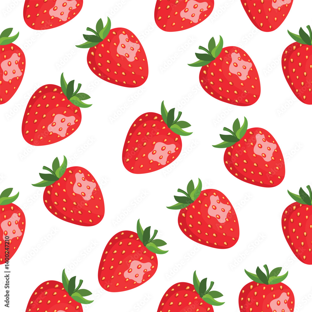 strawberry seamless pattern, Red strawberries with green leaves in flat style. Vector illustration isolated on white background strawberry seamless pattern, Red strawberries with green leaves in flat style. Vector illustration isolated on white background