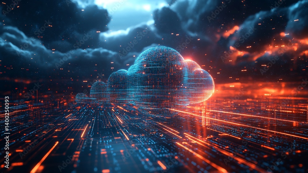 Futuristic cloud computing illustration Futuristic cloud computing illustration