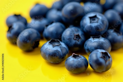 Wallpaper Mural Close-up of ripe blueberries arranged on yellow surface, vibrant colors, close-up Torontodigital.ca