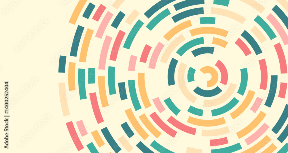 A vibrant abstract pattern featuring circular shapes and lines in a mix of coral, teal, peach, and cream. This engaging design is perfect for creative projects, branding or artistic presentations. A vibrant abstract pattern featuring circular shapes and lines in a mix of coral, teal, peach, and cream. This engaging design is perfect for creative projects, branding or artistic presentations.