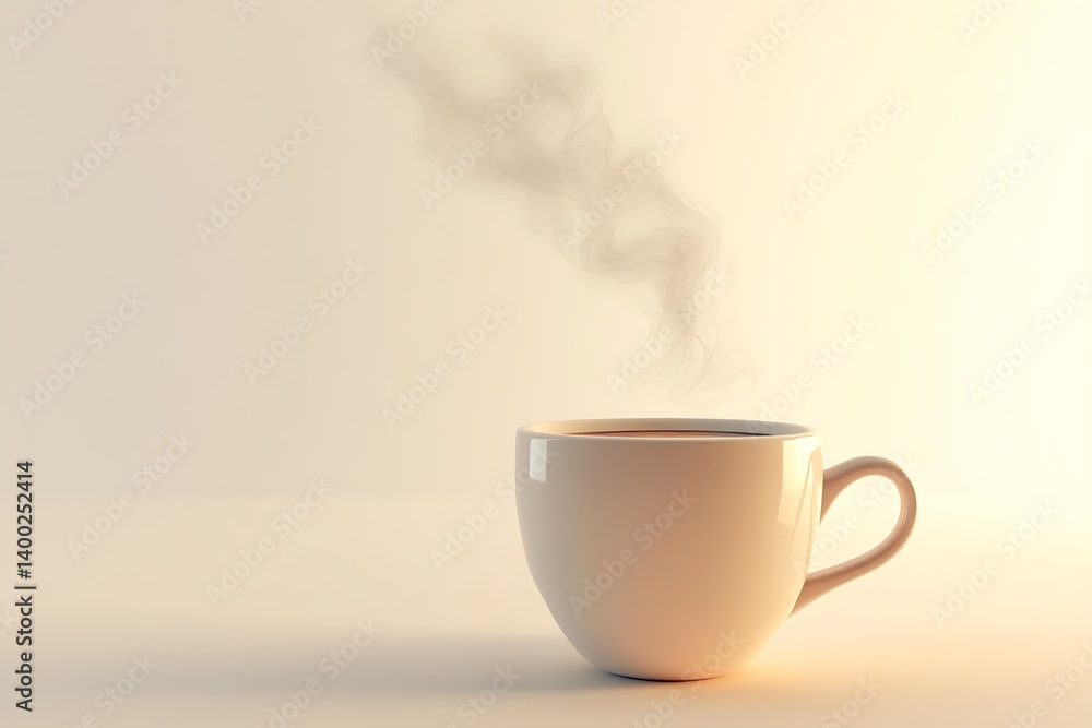 3D Model of a Hot Cup of Coffee with Steam Rising Isolated on White Background 3D Model of a Hot Cup of Coffee with Steam Rising Isolated on White Background