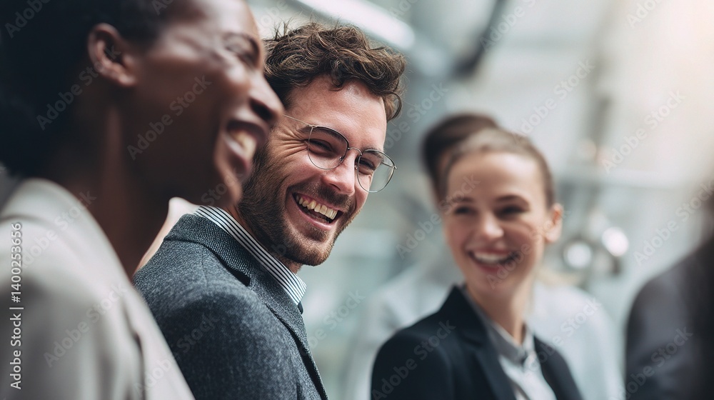 Happy Business Team Smiling Together in Modern Office Environment Happy Business Team Smiling Together in Modern Office Environment