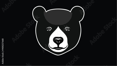 Black bear on black, a stylized face. White lines define, in this dark space.
