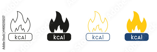 Calories Burn Line and Silhouette Icon. Physical Exercise and Weight Management Activity. Fitness Tracking Outline and Solid Icon. Editable Stroke. Isolated Vector Illustration