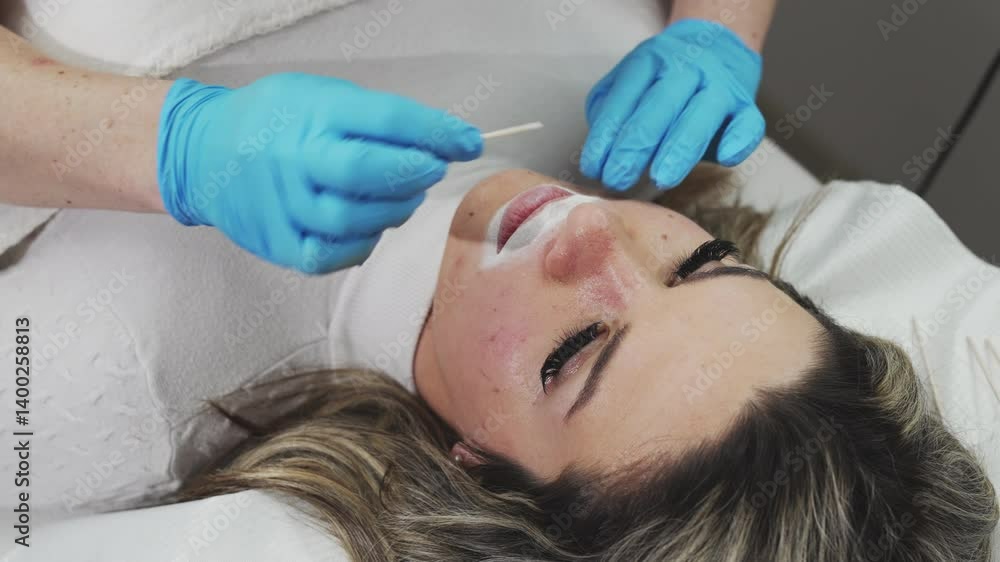 Professional permanent make-up procedure. Tattoo lips makeup treatment in modern beauty salon. Professional permanent make-up procedure. Tattoo lips makeup treatment in modern beauty salon.