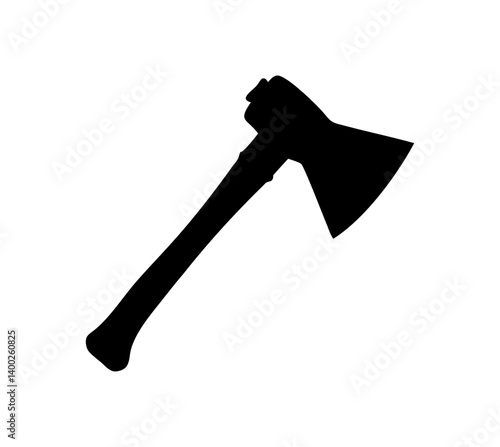 Black axe silhouette isolated on white background. Axe icon vector illustration.
