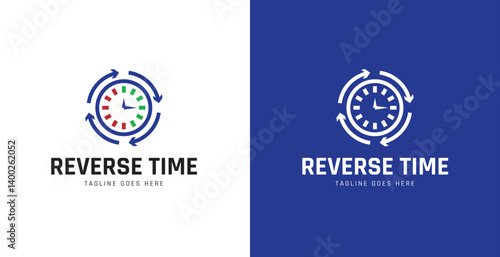 Reverse Time Clock icon symbol logo design template vector illustration