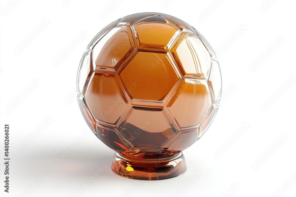 Naklejka premium Glass Soccer Ball Centerpiece Ornament on White Background for Sport Decor