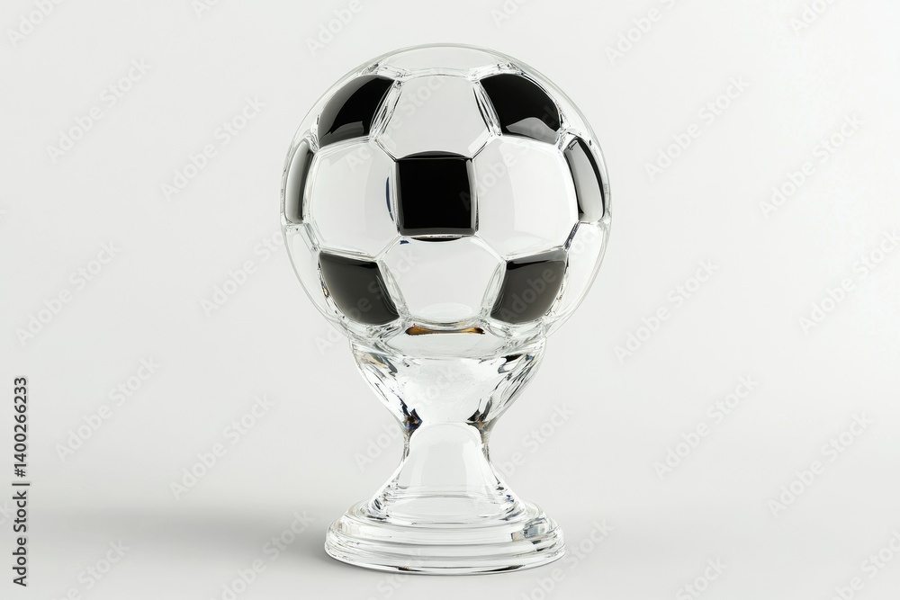 Naklejka premium Soccer Ball in Glass Trophy Elegant Sports Award Celebration Item