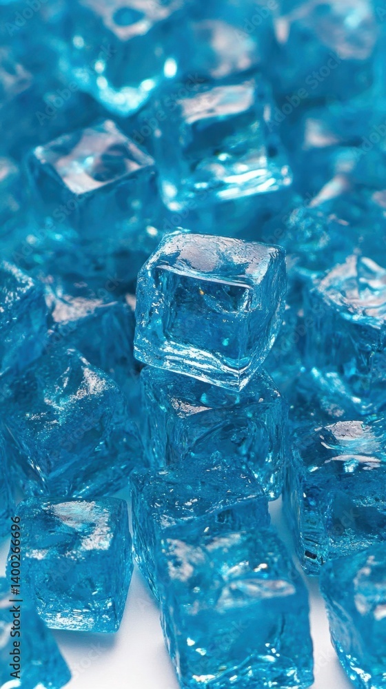 Captivating close up of vibrant blue ice cubes sparkling with refreshing coolness showcasing their crystalline structure and creating a visually stunning display Captivating close up of vibrant blue ice cubes sparkling with refreshing coolness showcasing their crystalline structure and creating a visually stunning display