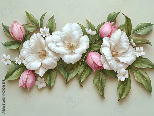 Floral arrangement, delicate blooms