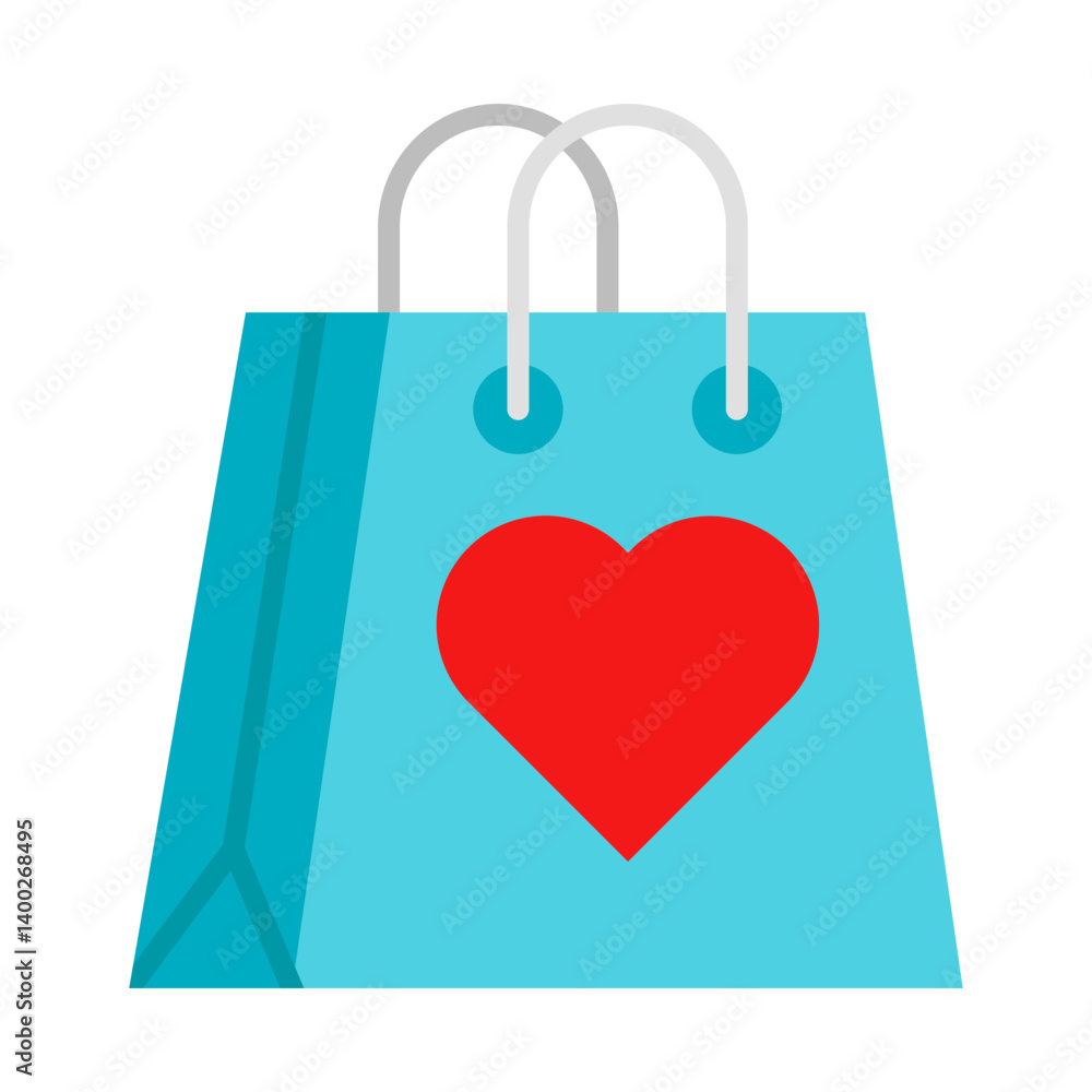 Shopping Bag with Heart flat icon Shopping Bag with Heart flat icon