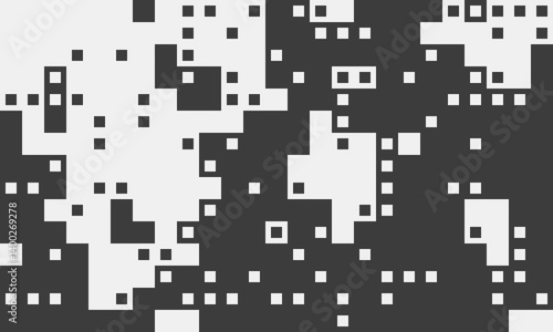 Abstract grayscale pixel art background.  Perfect for tech, digital, or modern design projects.  Represents data flow, binary code, or digital transformation.