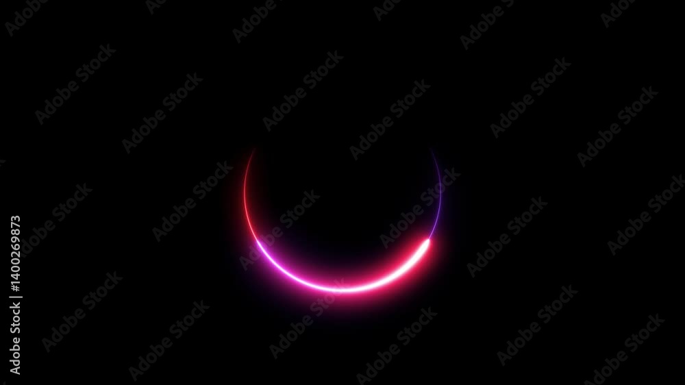 Circle loading icon neon bright colorful animation. On the black background uploading icon. Circle loading icon neon bright colorful animation. On the black background uploading icon.