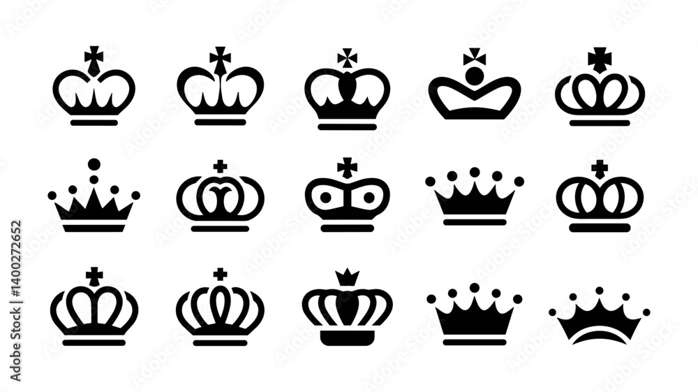 Royalty's Emblems: An array of meticulously crafted crown icons. Every design radiates an aura of regal charm and aristocratic allure. Royalty's Emblems: An array of meticulously crafted crown icons. Every design radiates an aura of regal charm and aristocratic allure.