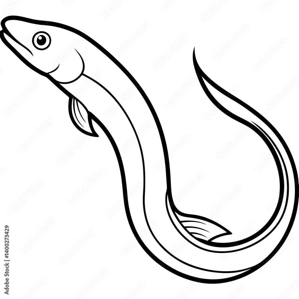 Fototapeta premium Elegant Eel Outline Illustration