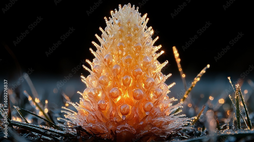 Fototapeta premium Frozen Flower: A Magical Winter Sunrise