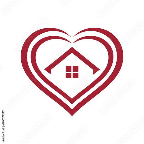 Love and Home Care Heart Vector Logo.