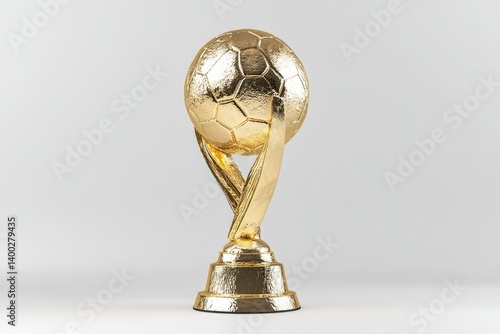 Golden Soccer Ball Trophy Symbolizing Victory and Championship Success on White Background