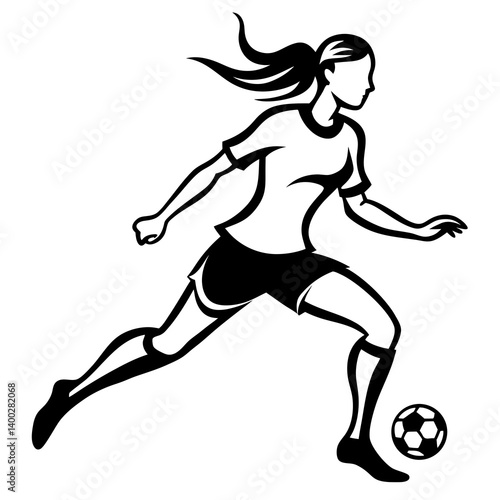 Dynamic Female Soccer Player Silhouette – Sports Graphics, Logos & Branding