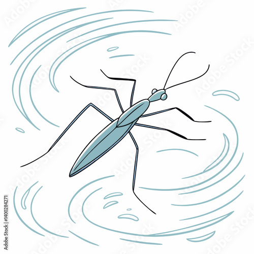 Cartoon Water Strider - Nature Illustration For Education
