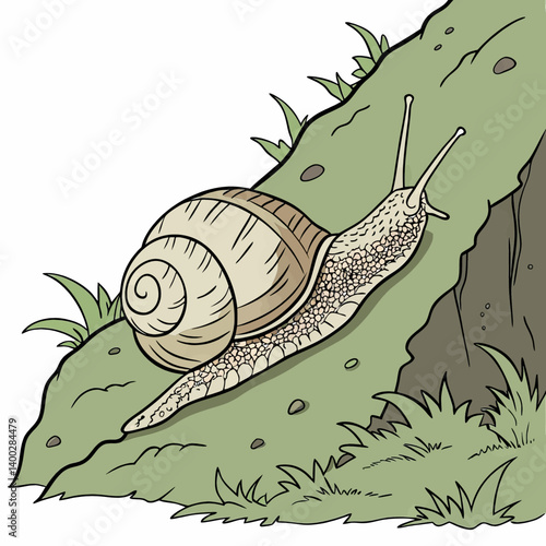 Cute Snail Book Illustration