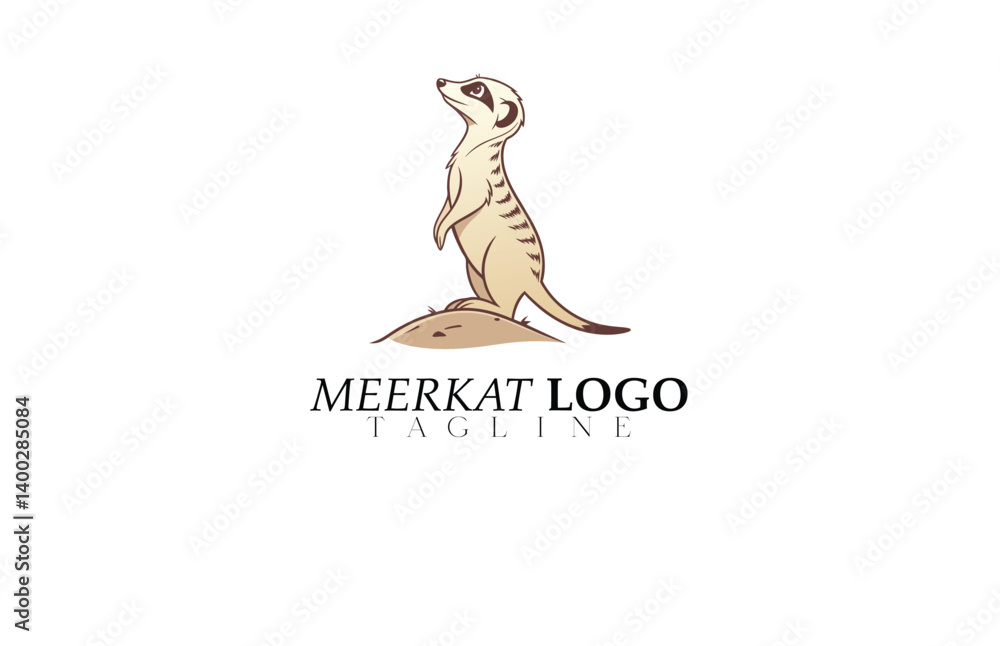 Fototapeta premium Meerkat Vector Logo with Standing Pose – Bold Wildlife Mascot for Safari Branding, Animal Park, Nature NGO, or Sustainable Travel Company Visual Identity.