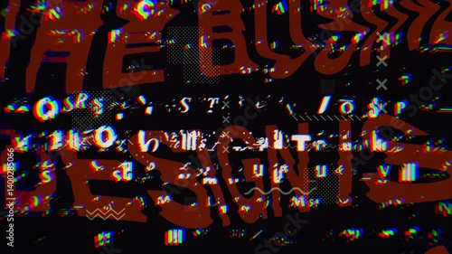 Colorful fast motion transition overlay background graphics and random text. 4K Quality Footage