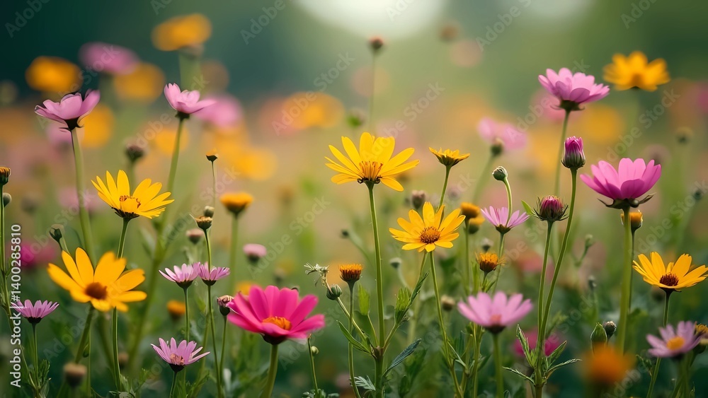 Field, with natural light, cloudy weather, with a variety of wildflowers. Spring/early summer. Field, with natural light, cloudy weather, with a variety of wildflowers. Spring/early summer.