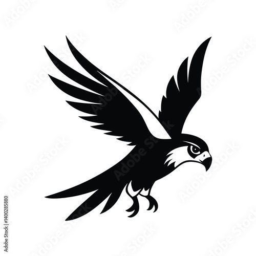 a black and white  falcon diving with talons..eps