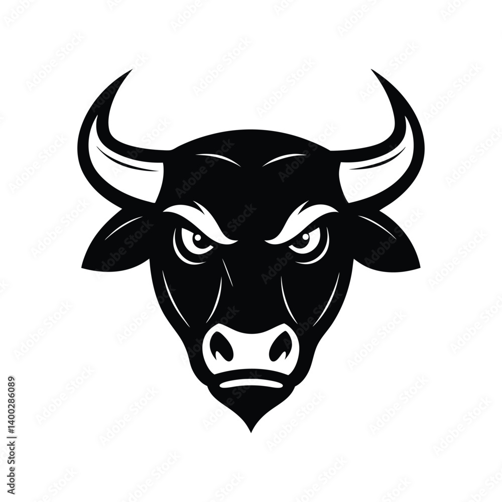 a black and white strong bull head with sharp horns.eps a black and white strong bull head with sharp horns.eps