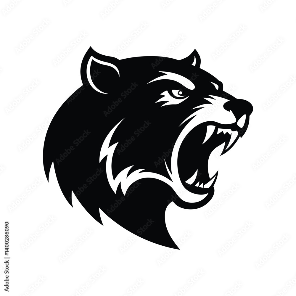 Naklejka premium a black and white angry bear growling.eps