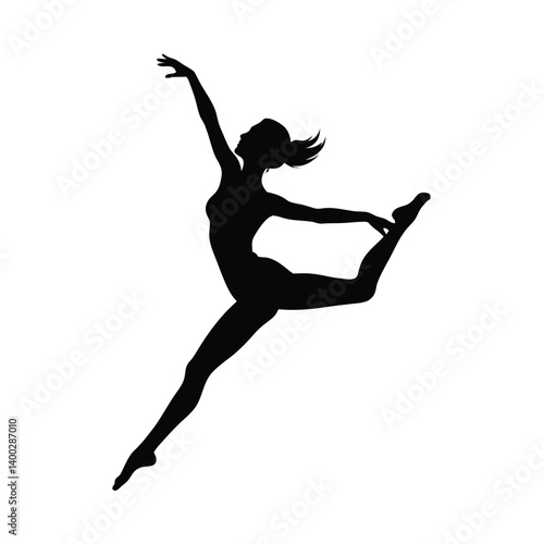 dancer mid jump vector art silhouette