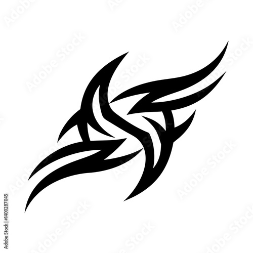 This abstract logo has a bold and elegant design, featuring flowing lines that emphasize movement and power. The tribal or vector art style makes it perfect for sports teams, equestrian businesses, ta