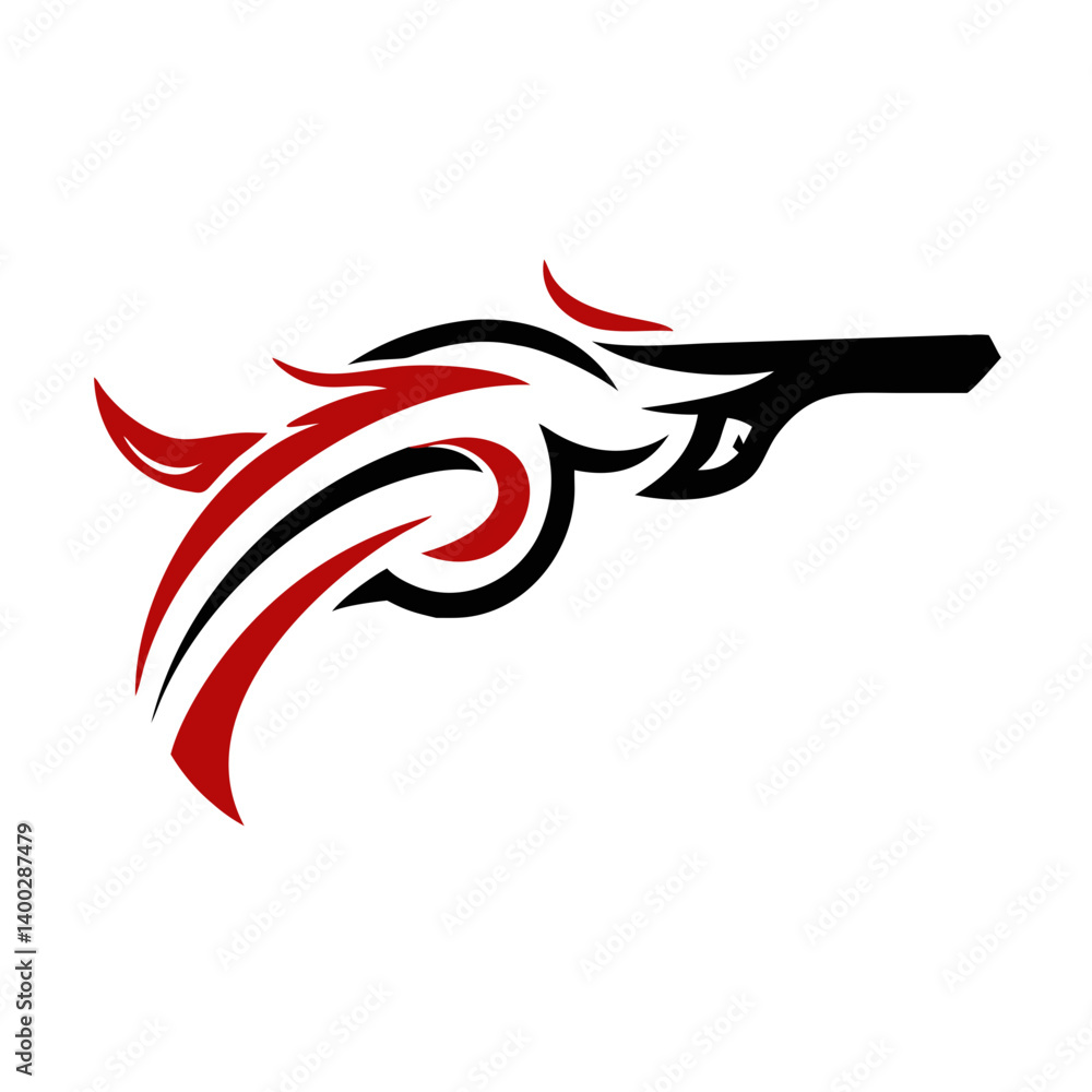 Obraz premium This abstract logo has a bold and elegant design, featuring flowing lines that emphasize movement and power. The tribal or vector art style makes it perfect for sports teams, equestrian businesses, ta