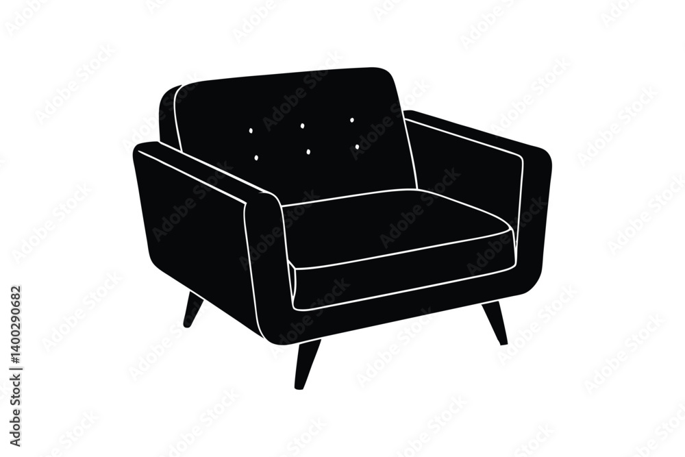Silhouette illustration of a single-seat armchair in a sofa style.eps Silhouette illustration of a single-seat armchair in a sofa style.eps