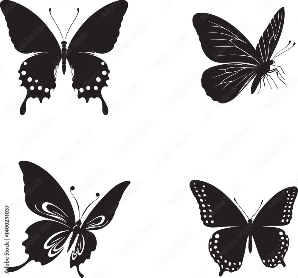 Black Vector Butterfly Illustration Black Vector Butterfly Illustration