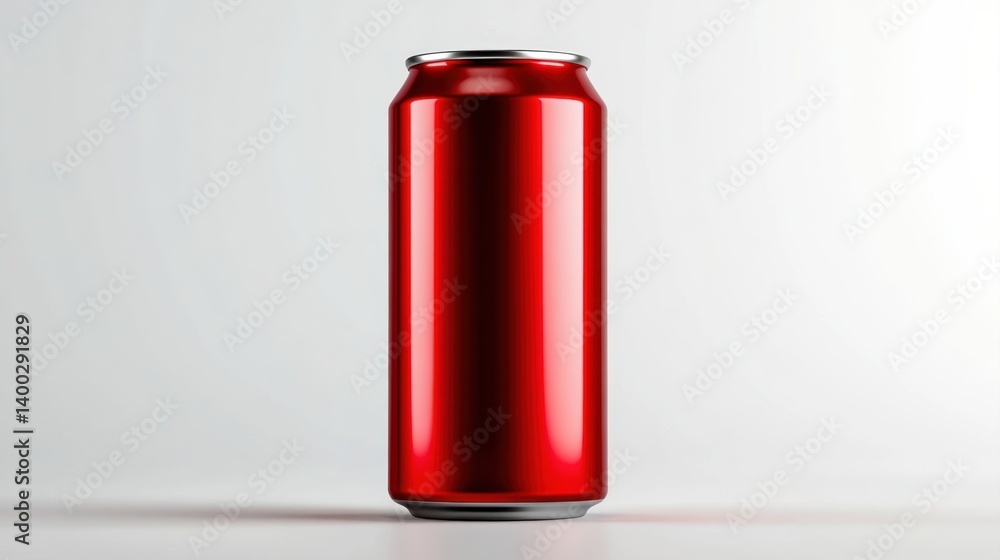 Isolated blank red aluminum can on white background product photography clean environment minimalist viewpoint Isolated blank red aluminum can on white background product photography clean environment minimalist viewpoint