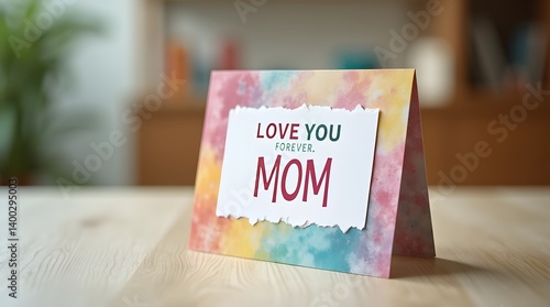 “Love You Forever, Mom” Card on Table